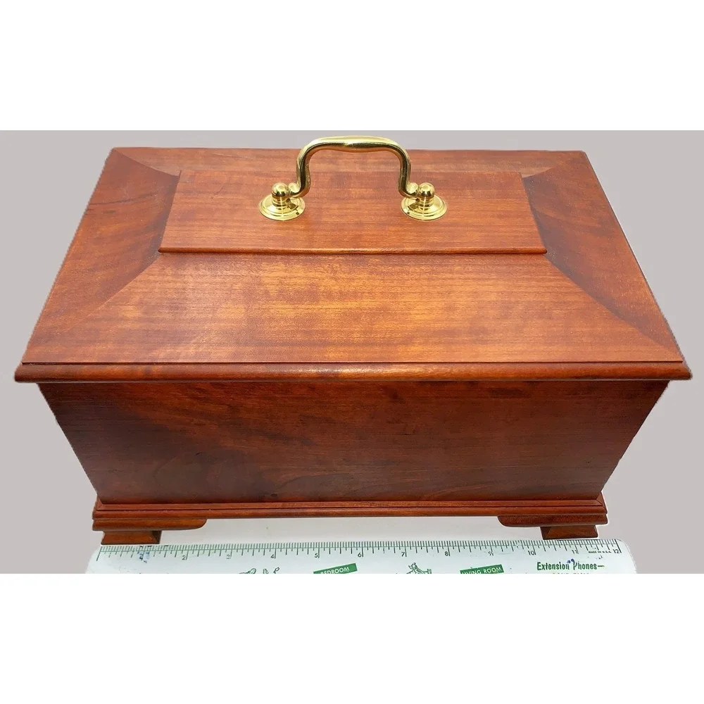 American Crafted Handmade Cherry Wood Box w Lid Funerary Ashes Storage, Keepsake